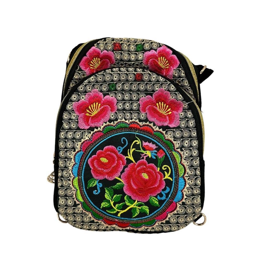ZKY Wholesale - Wholesale Backpack - Women's - Embroidered Flower Mini Backpack, Crossbody Bag9