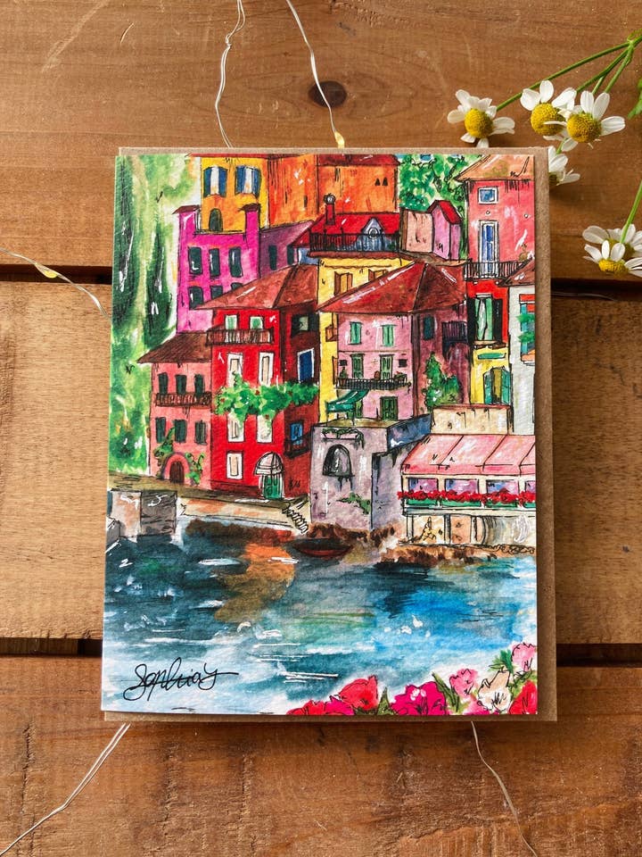 Color Italy Buildings Greeting Card for wholesale by Sophia Lavrov