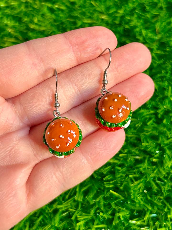 Cheeseburger Earrings Food Earrings Funky Earrings for wholesale by Alien Bratz