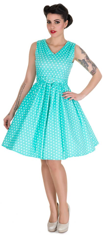 Dolly & Dotty - Wholesale Dress - Women's - Wendy Retro Polka Dot Rockabilly Dress in Aqua1