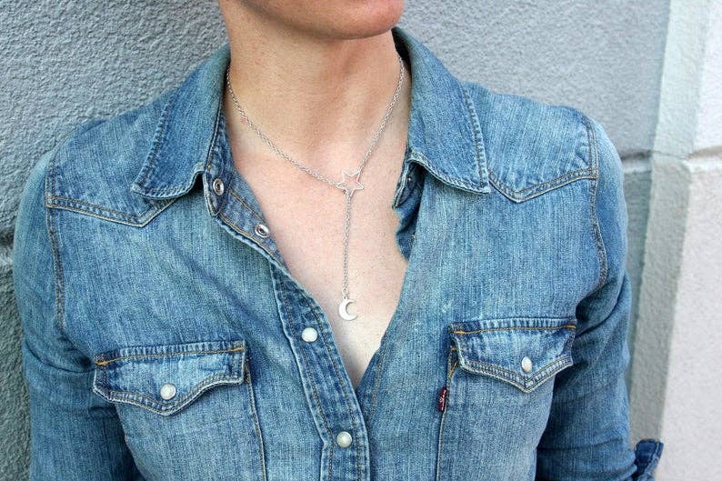 daniAWESOME - Wholesale Y-Neck/Lariat Necklace - Moon and Star Lariat Necklace2