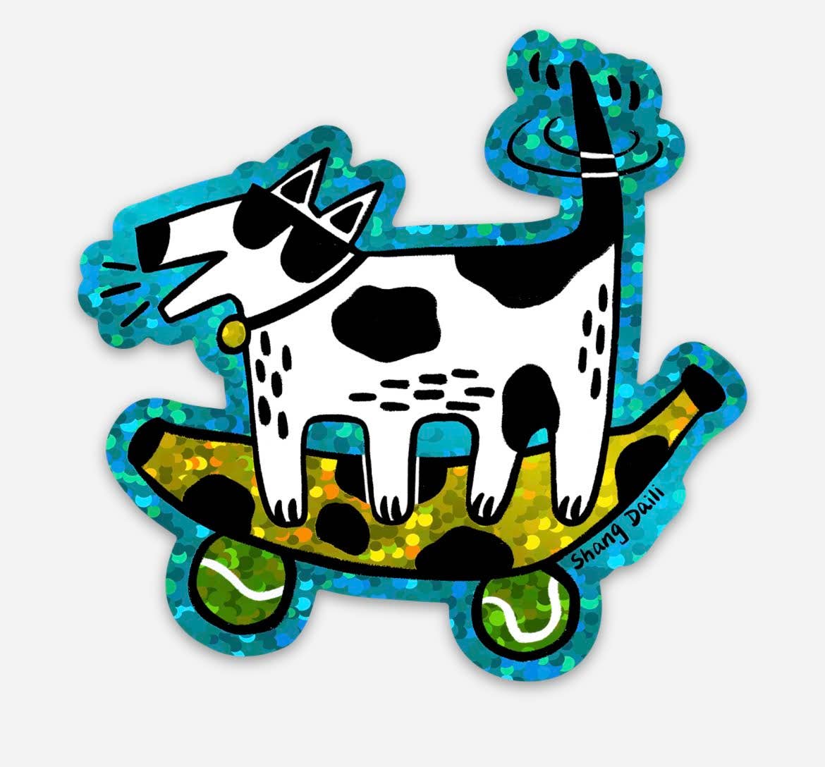 ShangDaili - Wholesale Sticker - Dog funny glitter sticker - This is Bananas!0