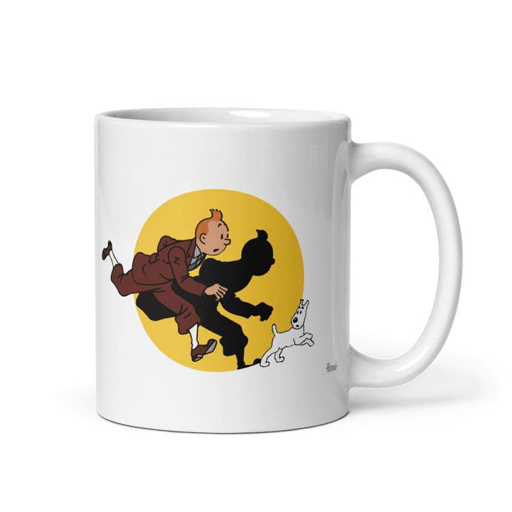 Art-O-Rama Shop - Wholesale Coffee Mug - Tintin and Snowy (Milou) Getting Hit By A Spotlight Mug2