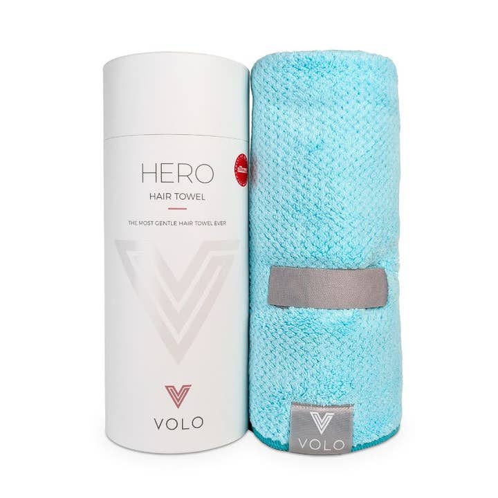 VOLO Serviette pour Cheveux Hero - Tube Luxe Bleu Capri pour la vente par VOLO Beauty