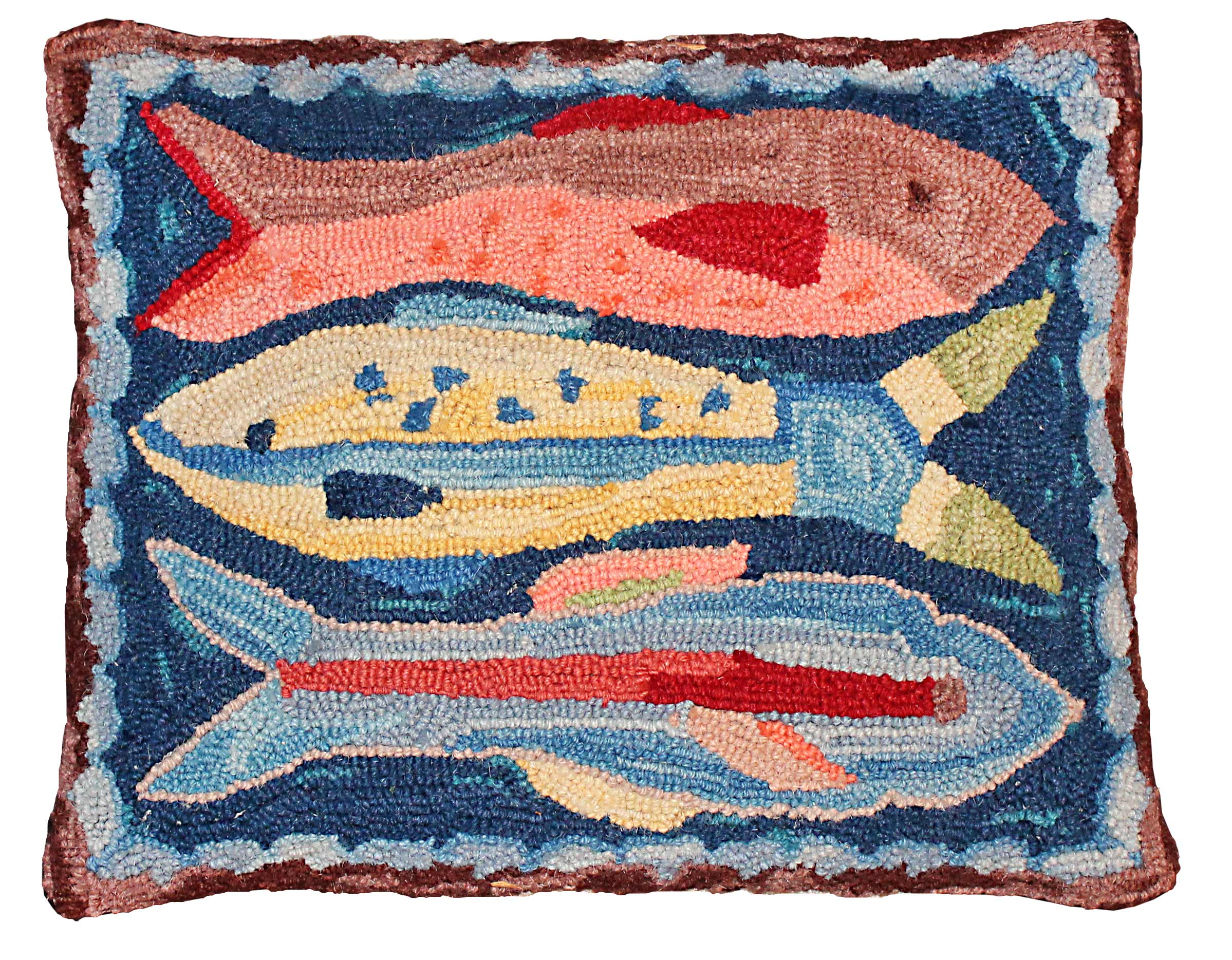 Michaelian Home/India Overseas Traders, Inc. - Wholesale Throw/Decorative Pillow - Swimming Fish Hooked Wool Pillow 16" X 20"1