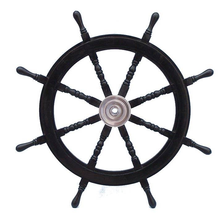 Volante de navio pirata de madeira e cromo classe Deluxe 36” por atacado de Hampton Nautical