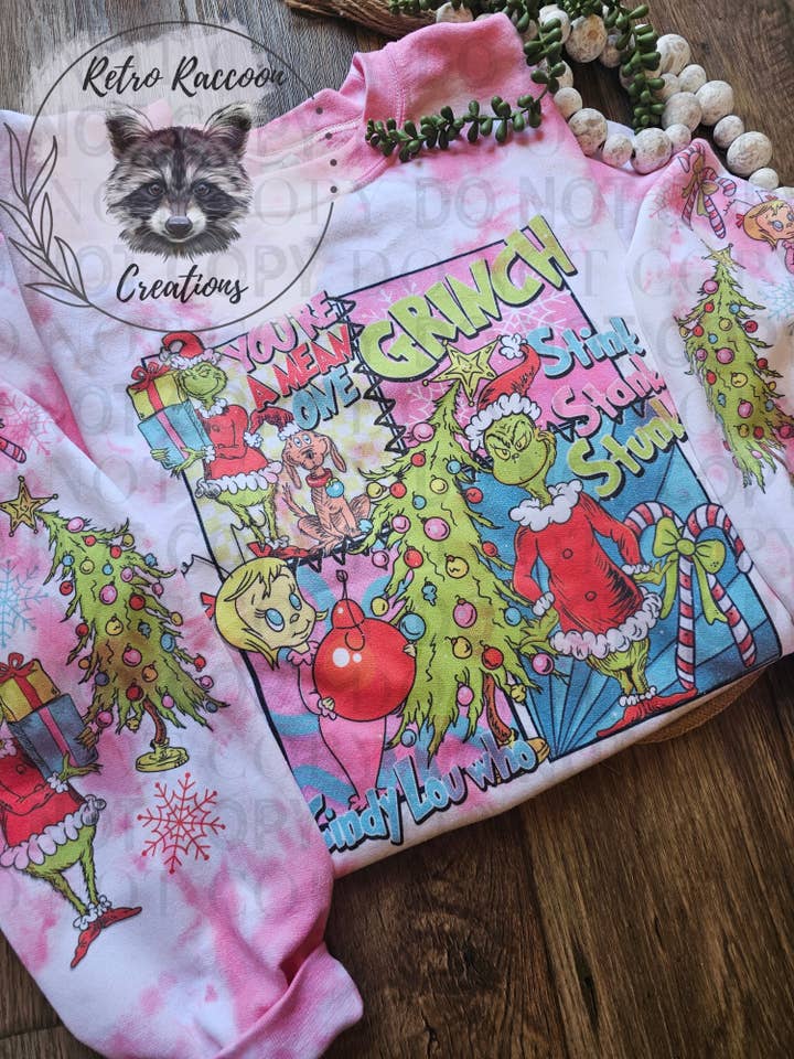 Retro Raccoon Creations - Wholesale Graphic Sweatshirt - Unisex - Pink Christmas