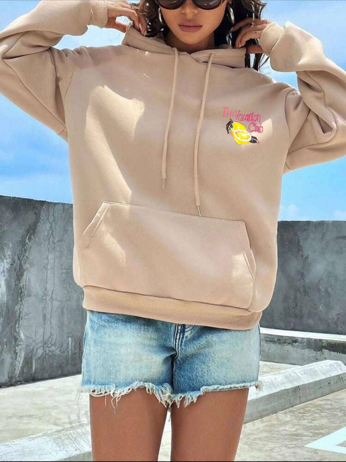 LORIANE - Wholesale Graphic Sweatshirt - Women's - 9777 one size printed hoodie 3