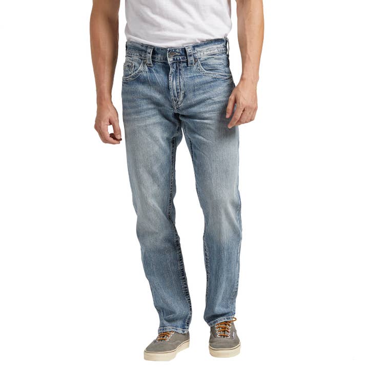 Indigo Silver Jeans Co.Men's Eddie Relaxed Fit Tapered Jeans SMC230 for wholesale on Faire