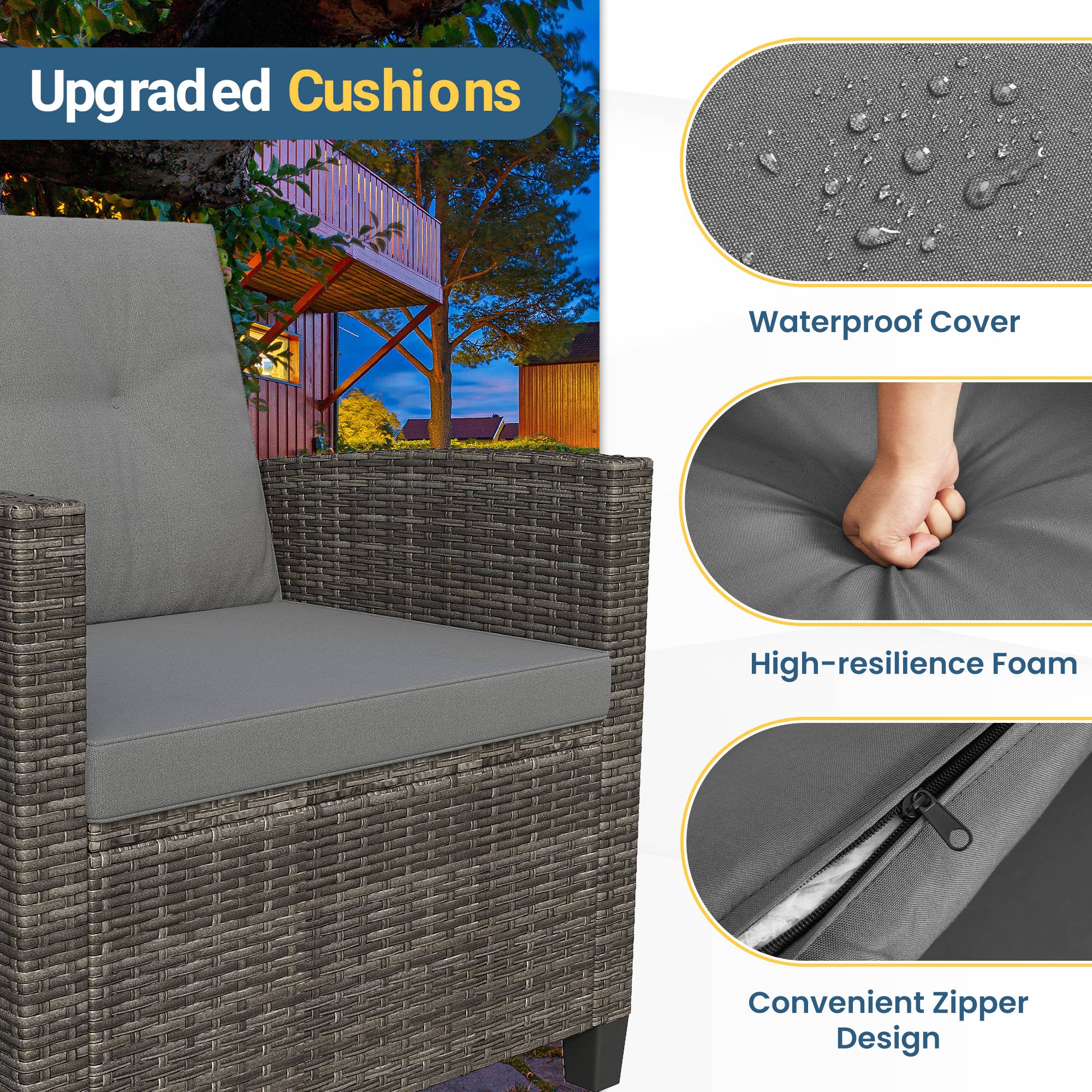 Heynemo - Wholesale Patio Set - 4-Piece Patio Furniture Set, Wicker Patio Conversation Set5