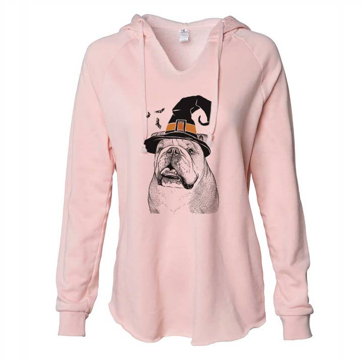Witch Piggy le bouledogue anglais - Sweatshirt à capuche Cali Wave pour la vente par Inkopious