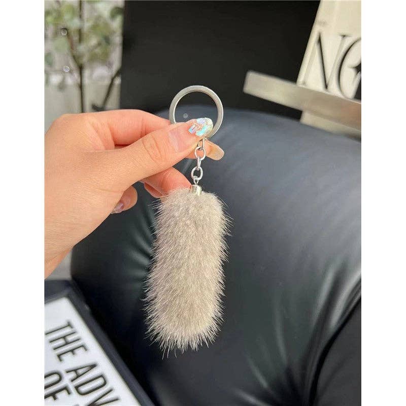 FurDecoration - Wholesale Keychain – Women's - Soft Mink Fur Plush Keychain with Adorable Tail2