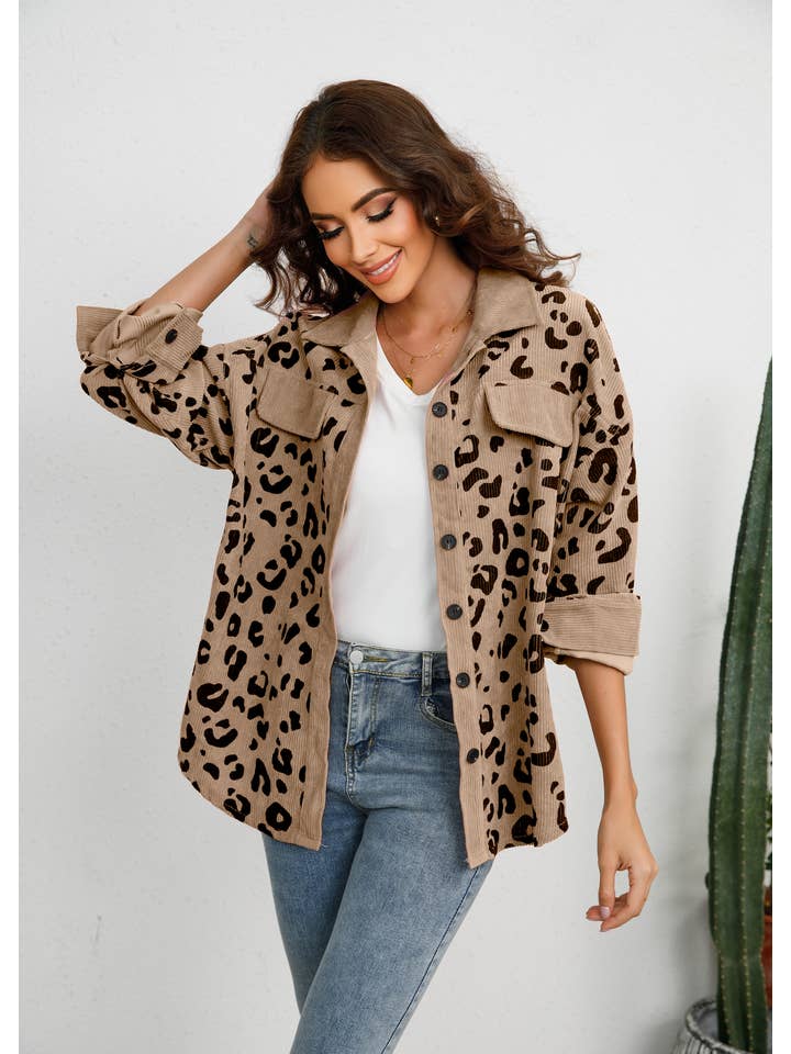 ePretty - Wholesale Shirt Jacket/Shacket - Women's - EP-JK27683 Leopard Print Corduroy Shirt Jacket Shacket1