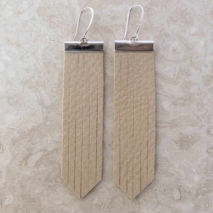 On The Fringe Earrings- Almond Deerskin for wholesale by Rope and Leather