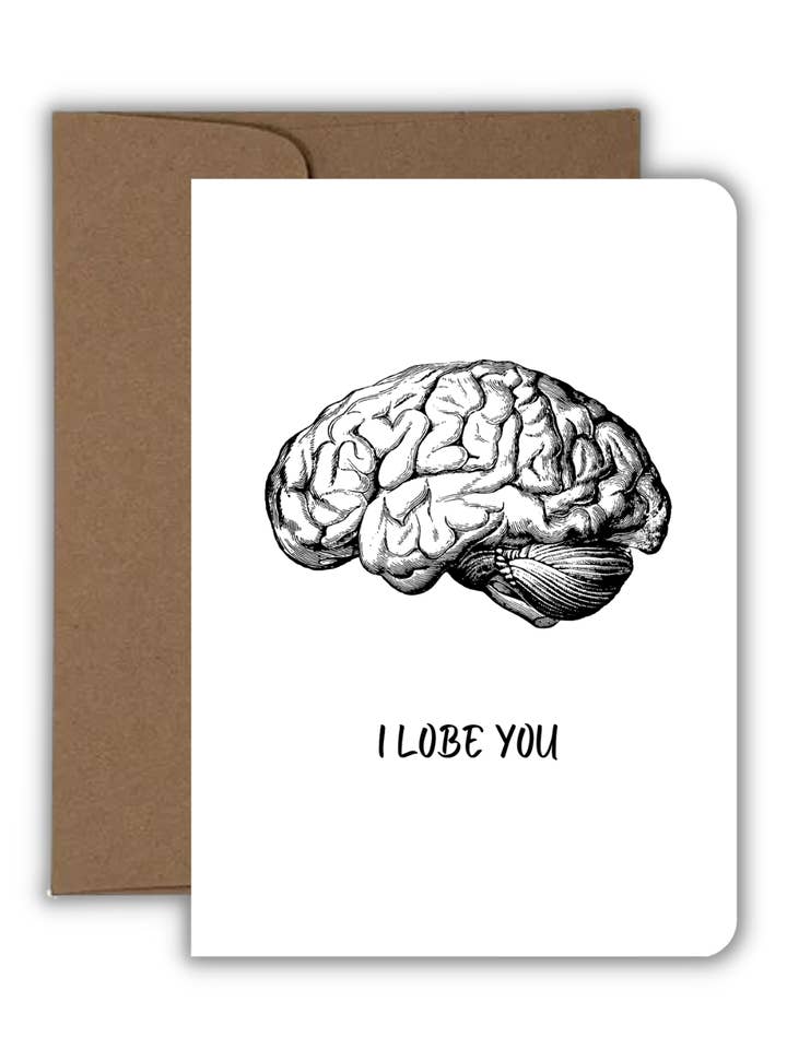 Greeting Card - Love - I Lobe You (Brain) for wholesale by Fyg & Company, LLC