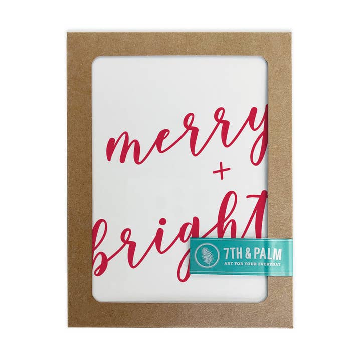 Merry + Bright Card Greeting Card - Modern Holiday Card for wholesale by 7th & Palm