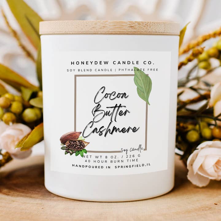 8 oz Candle Cocoa Butter Cashmere for wholesale by Honeydew Candle Co.