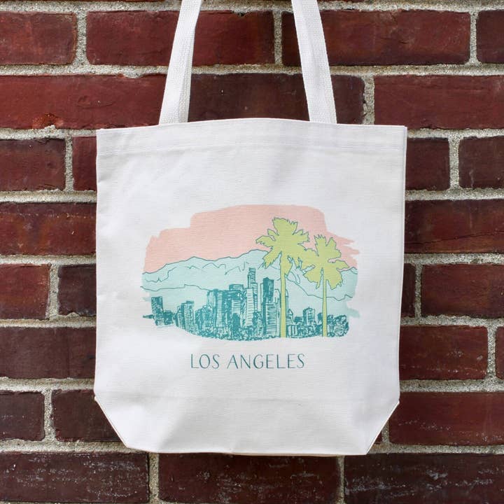 Los Angeles Cityscape Tote Bag for wholesale by Albertine Press