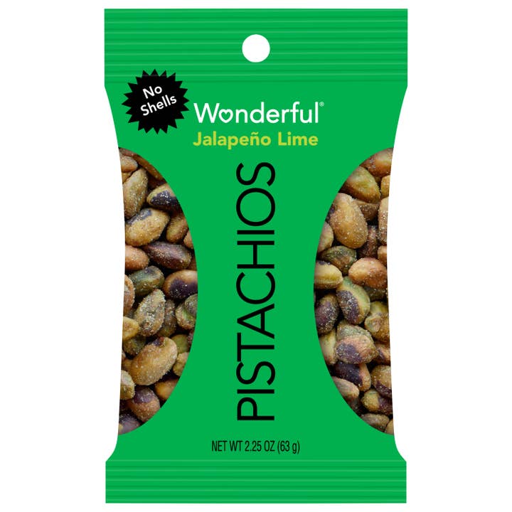 Wonderful Pistachios - Wholesale Nuts - Wonderful Pistachios No Shells Jalapeno Lime 2.25oz (8pk)