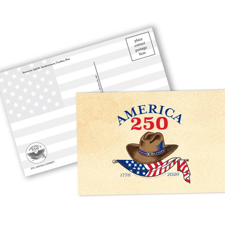 America250™ Cowboyhut-Postkarte für den Großhandel von Nelson Gifts Wholesale
