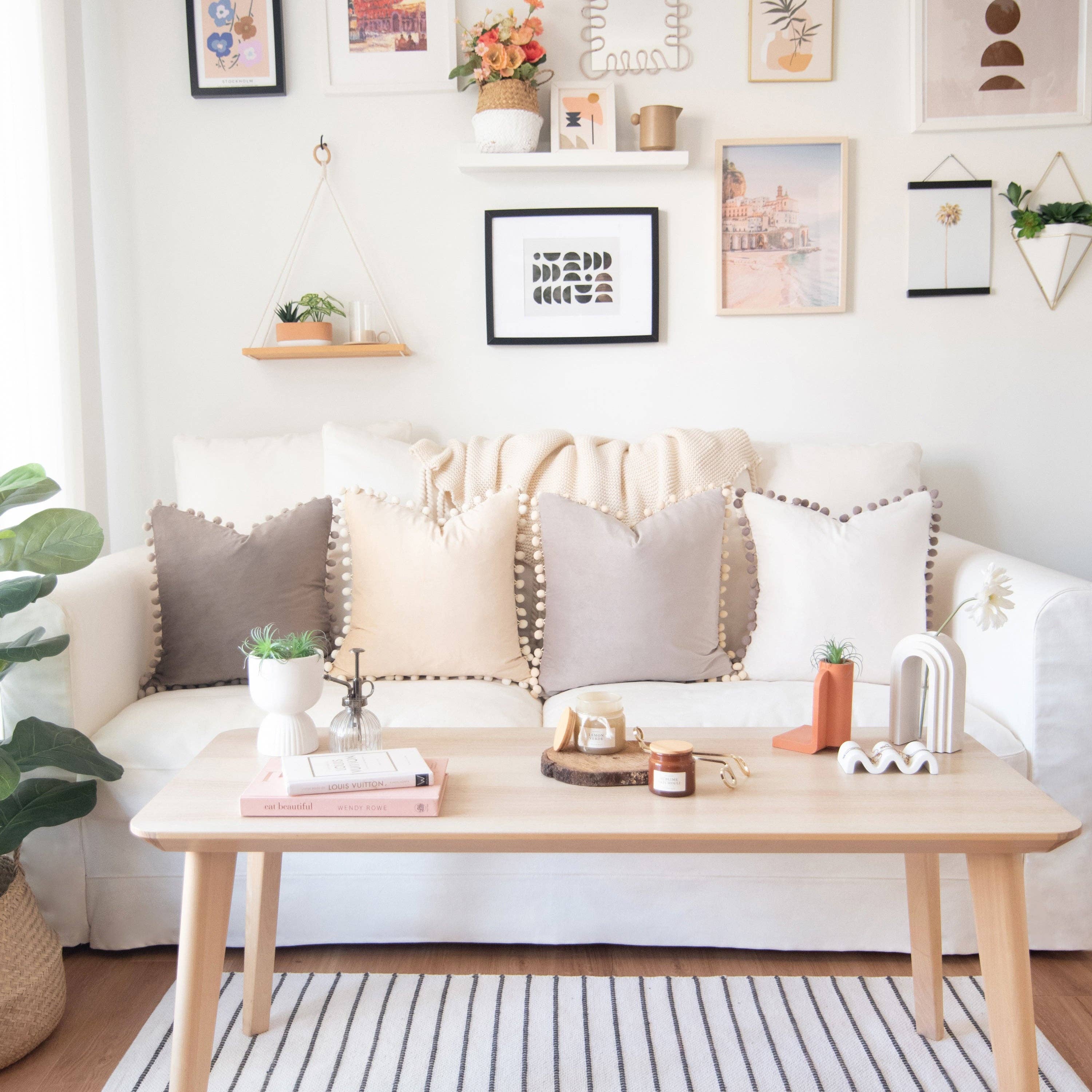 Monday Moose - Wholesale Throw Pillow Cover - Colibri Pillow Covers (4-Pack) - Stone Gray/Beige Cream1