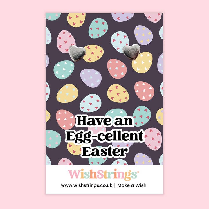 Passez une excellente Pâques - Boucles d'oreilles clous en forme de cœur | J261 pour la vente par WishStrings