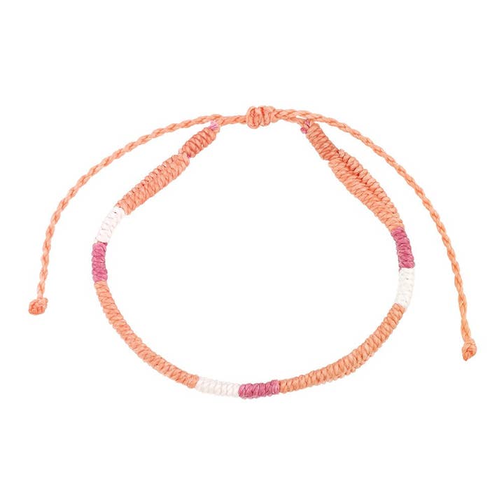 Bracelet à blocs de couleurs BR Wax Cord ~ Couleurs vives - 12 pour la vente par World End Imports Jewelry & Gifts