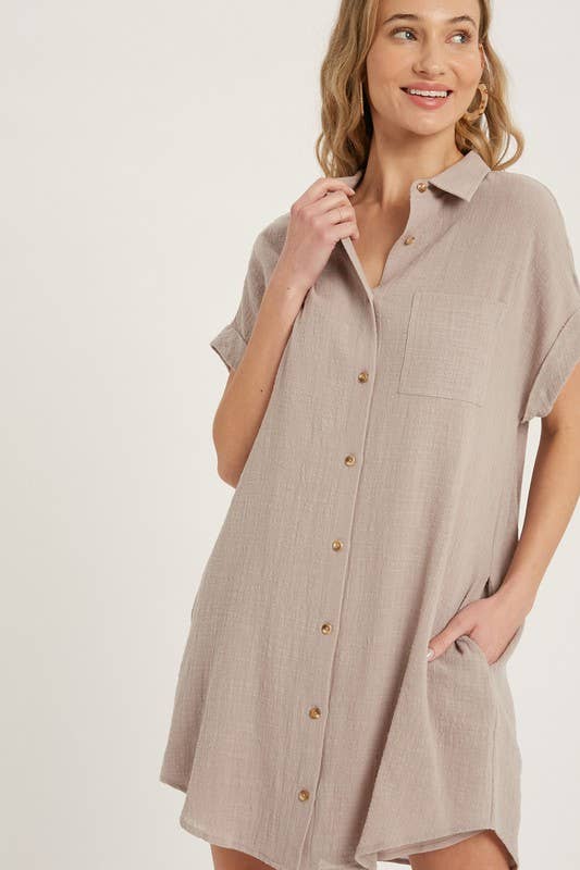 Peace Love Line - Wholesale Dress - Women's - SLG8322 - BUTTON UP SHIRT DRESS15