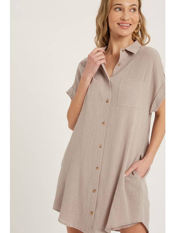 Peace Love Line – Großhandel Kleid – Damen – SLG8322 - HEMDKLEID MIT KNOPFLEISTE15