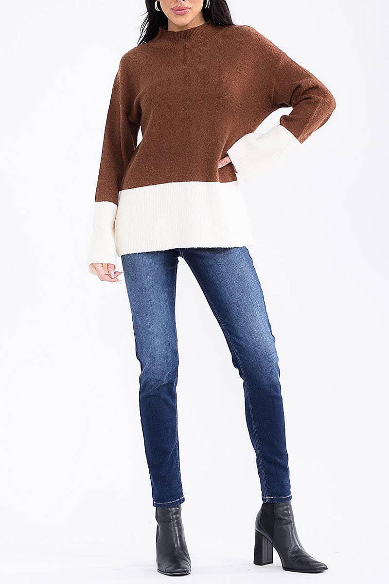 ROUSSEAU - Wholesale Knit Sweater - Women's - LONG SLEEVE COLORBLOCK PULLOVER SWEATER6