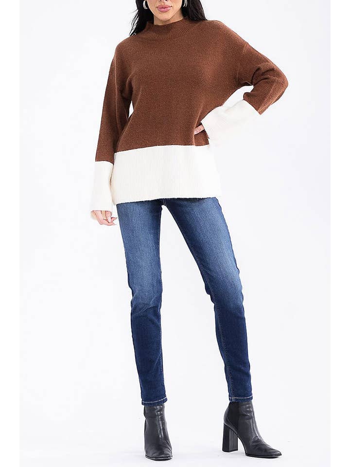 ROUSSEAU - Wholesale Knit Sweater - Women's - LONG SLEEVE COLORBLOCK PULLOVER SWEATER6