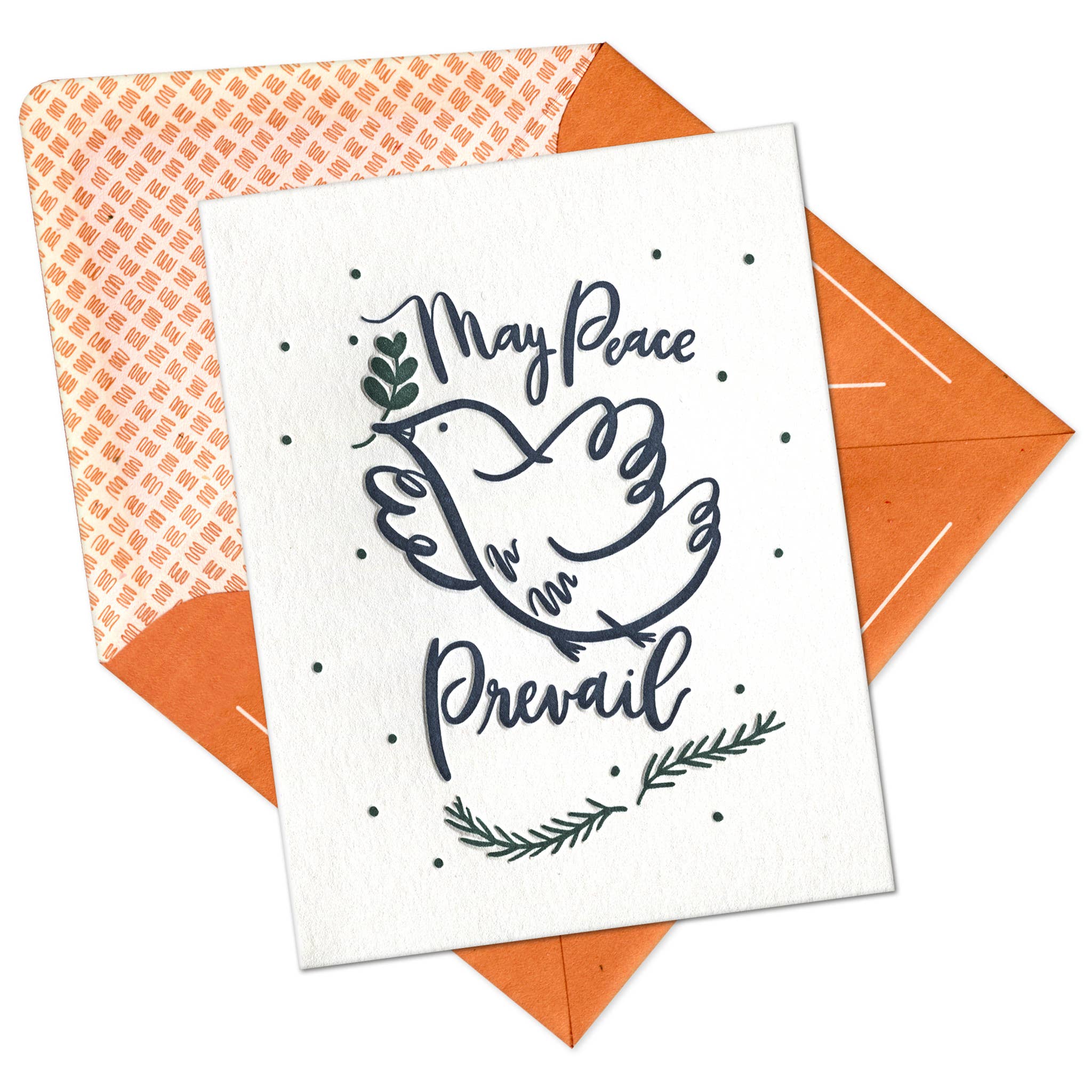 INK MEETS PAPER - Wholesale Season's Greetings Card - May Peace Prevail Dove Letterpress Christmas Card3
