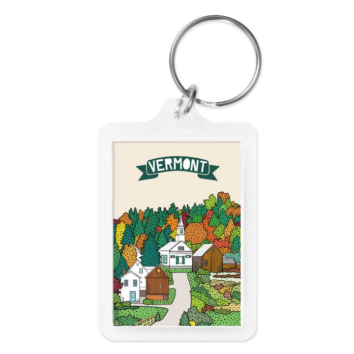 Porte-clés Vermont Autumn Township, feuillage d'automne, souvenir de la ville pour la vente par Made by Nilina