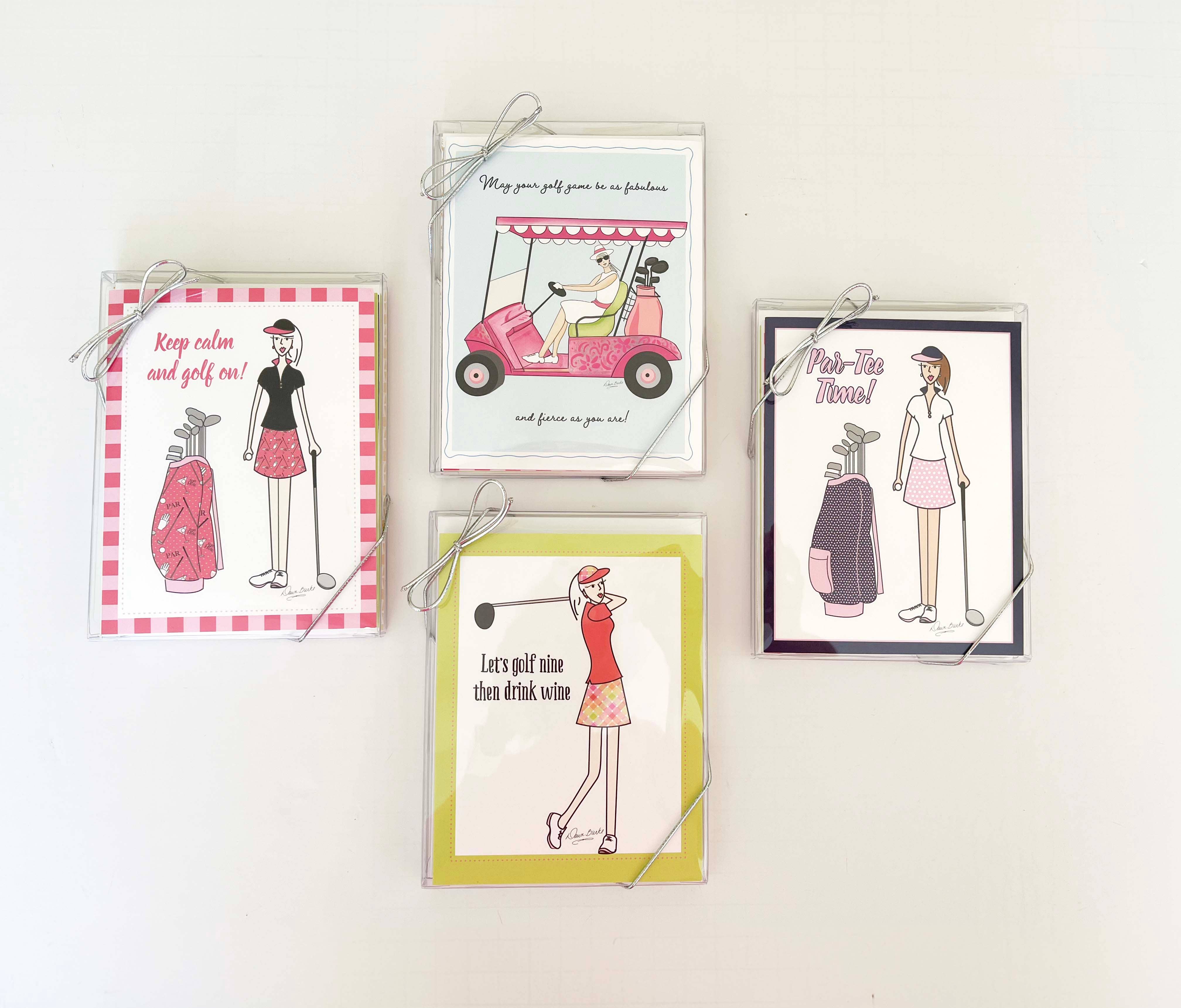 Dawn of Designs - Wholesale Stationery/Notecard Set - Women's Golf Boxed Card Set- 4 cards1