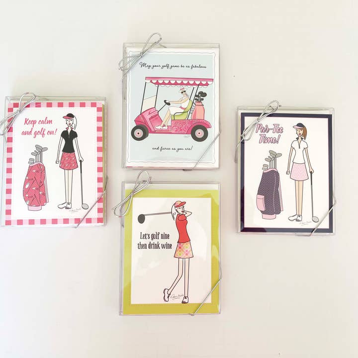 Dawn of Designs - Wholesale Stationery/Notecard Set - Women's Golf Boxed Card Set- 4 cards1