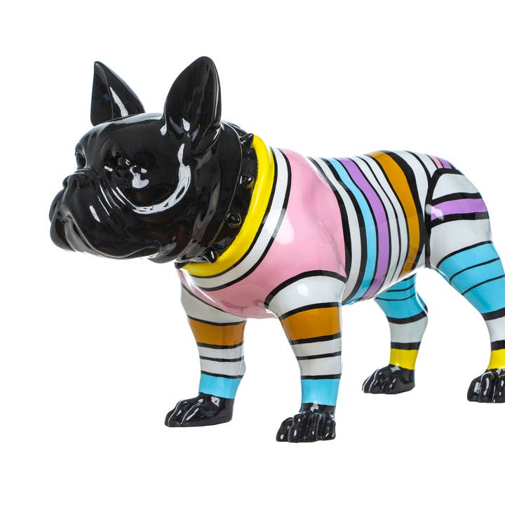 Sculpture en forme de bouledogue à rayures peinte à la main, 24 pouces de long pour la vente par Interior Illusions Plus