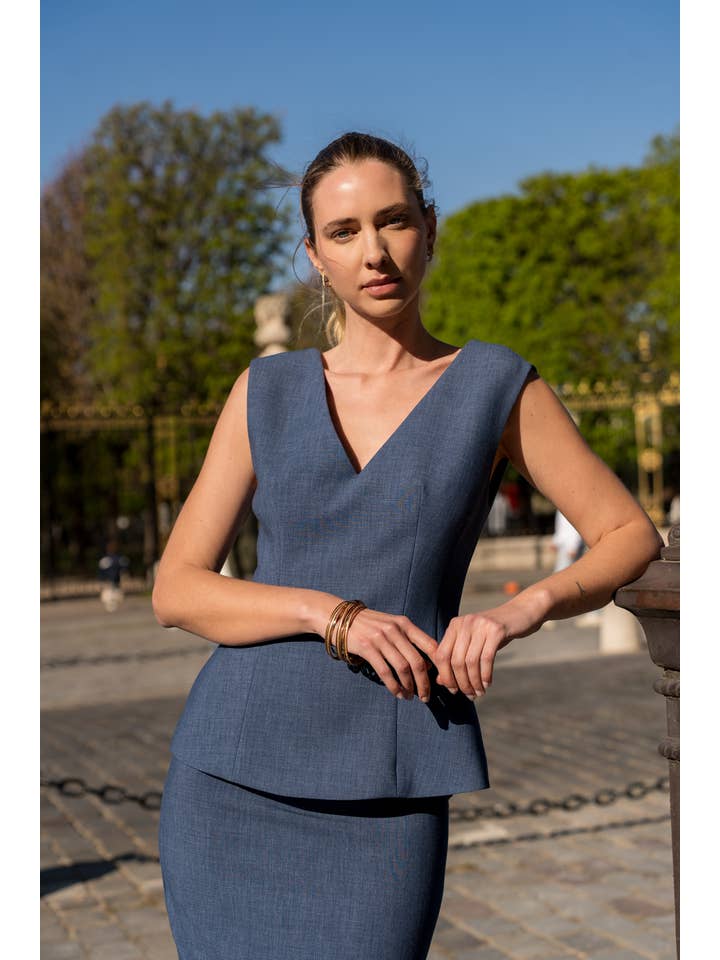 Attentif Paris - Venta al por mayor Blusa - Mujer - Top sin mangas con escote en V28