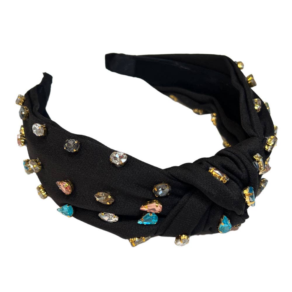 Headbands of Hope | One Purchased One Donated - Wholesale Fashion Headband - Women's - Traditional Top Knot Headband - Black Gem | Gift for her1
