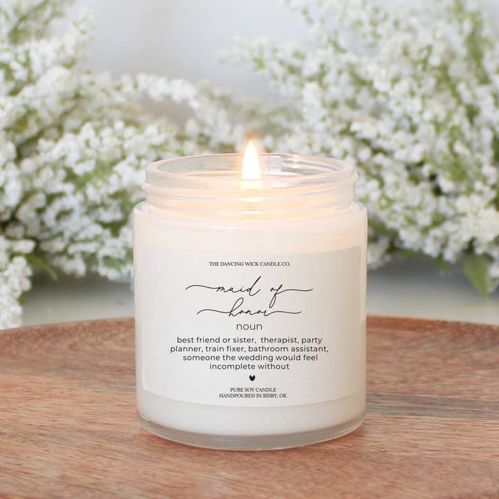 THE DANCING WICK CANDLES - Wholesale Jar/Filled Candle - Maid of Honor Gift Candle / Wedding Cake Scent8