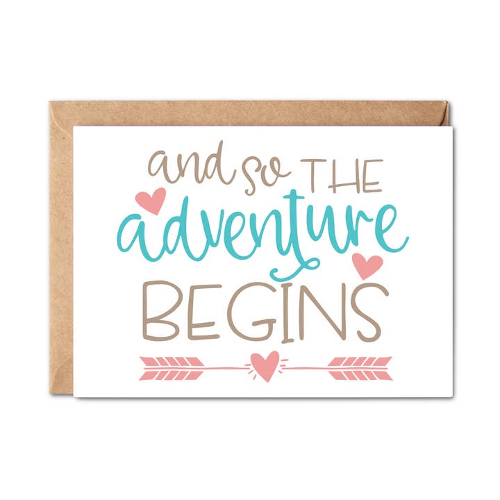 Adventure Begins handgetekende babywenskaart voor wholesale door Simply Crafty