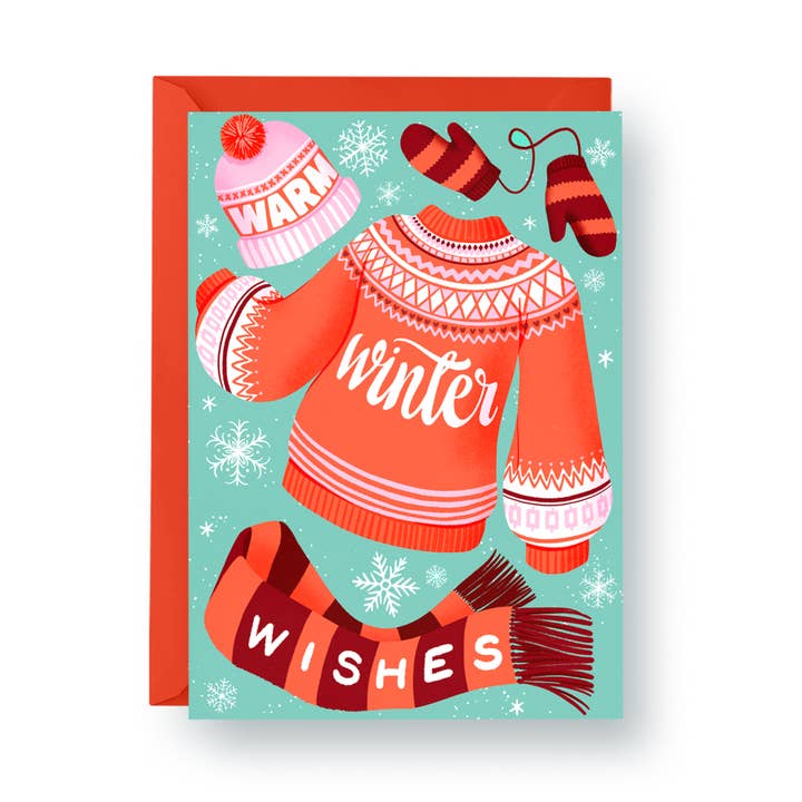 Vœux chaleureux pour l'hiver - Carte de vœux A2 pour la vente par hey, alissandra