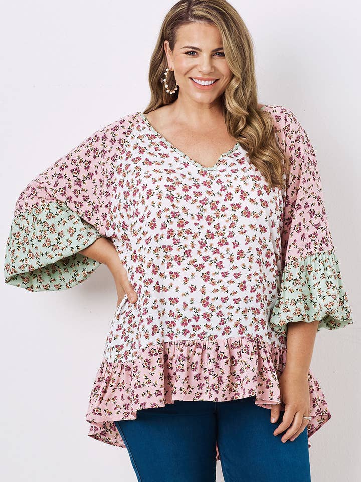 Cora Blommig Långärmad topp för wholesale av Carolina Lifestyle