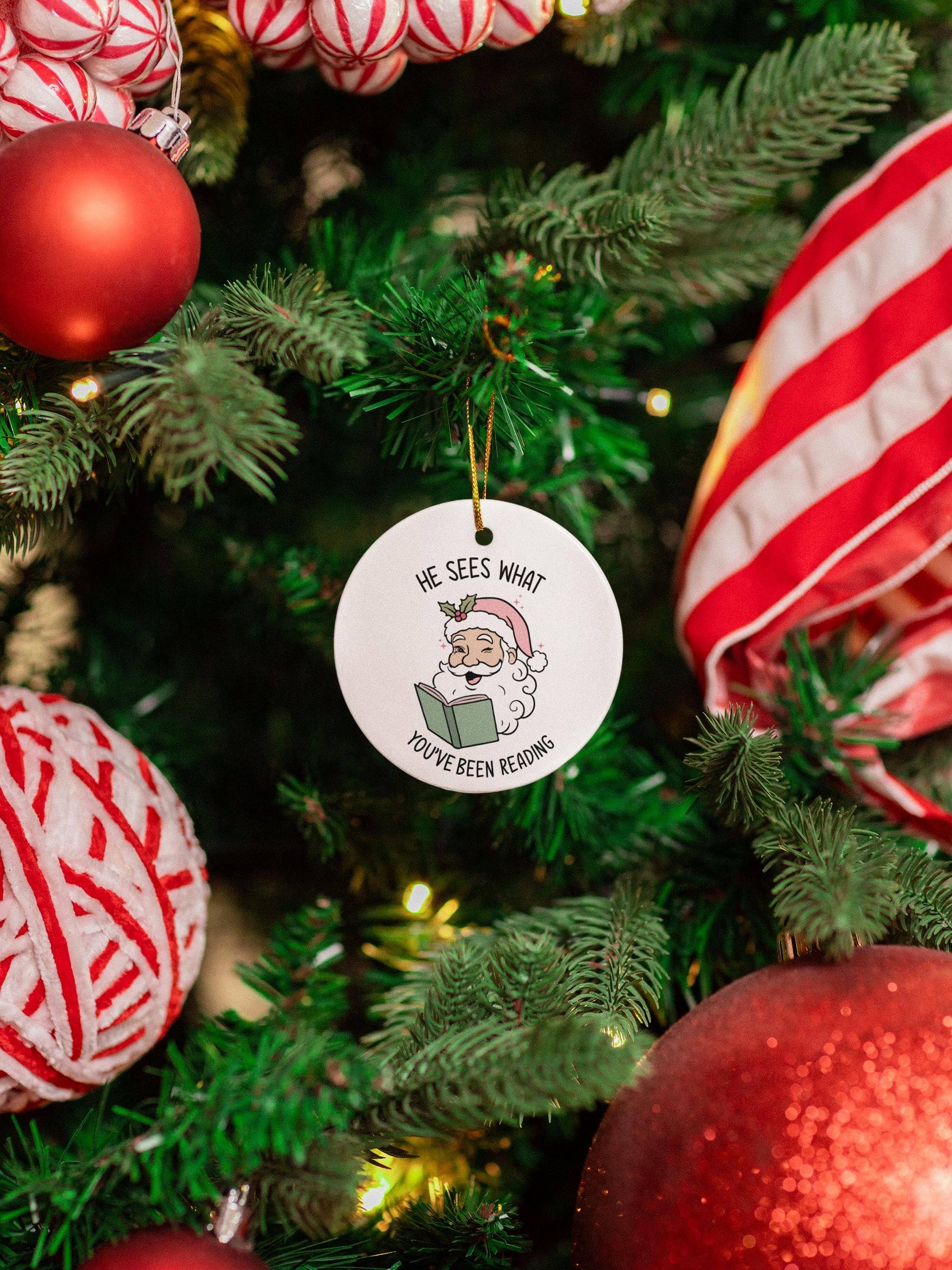 Embrova - Wholesale Ornament - He Sees Whay You Have Been Reading Ornament,Cute Funny Decor2