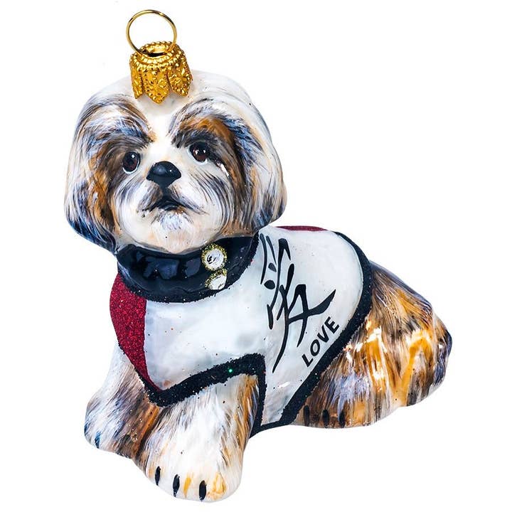 Shih Tzu Brown & White with Japanese Love Coat for wholesale by Joy To The World Collectibles