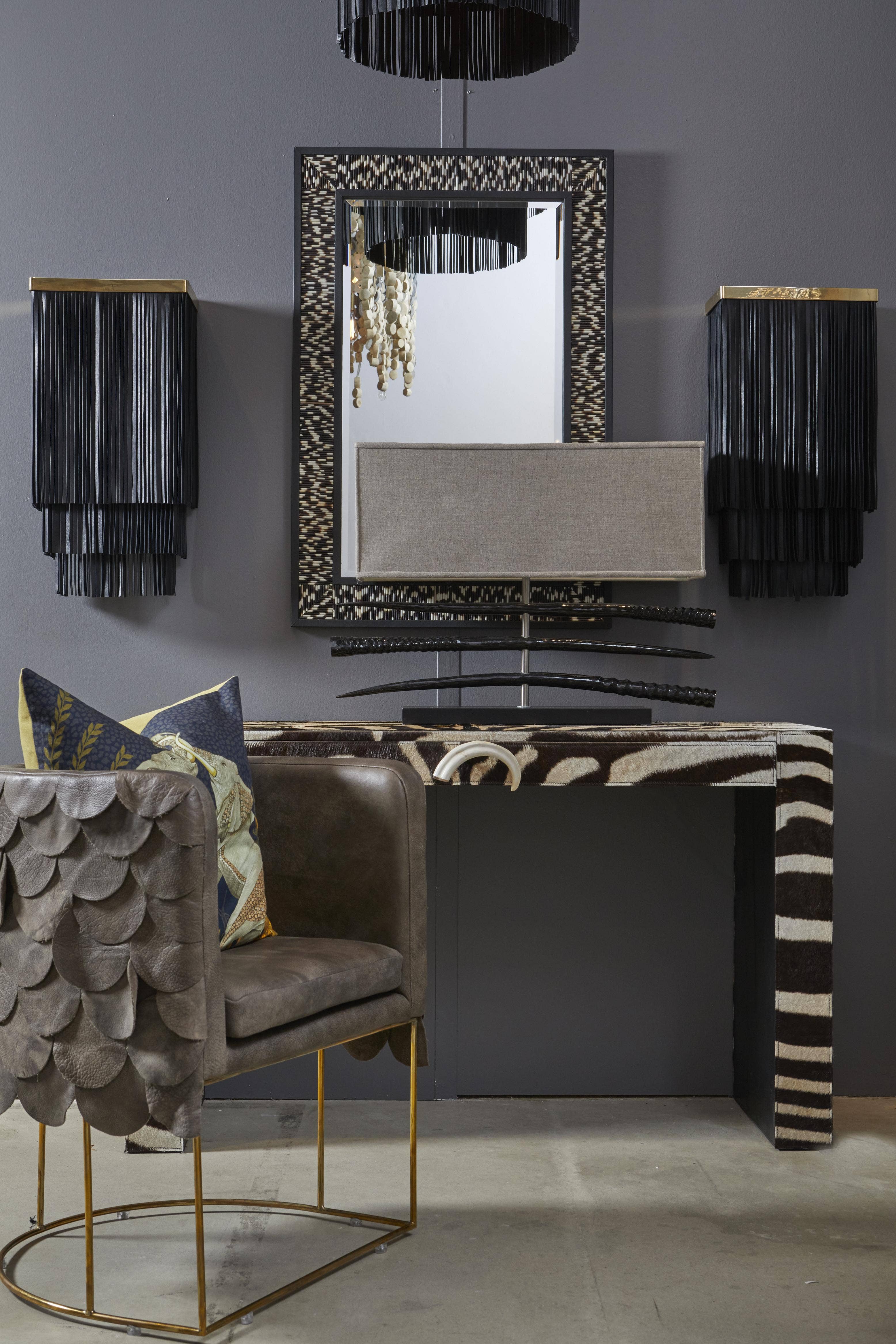 African Trading Partners – Großhandel Wandspiegel – Rechteckiger Spiegel mit Stachelschweinborsten - Klein2