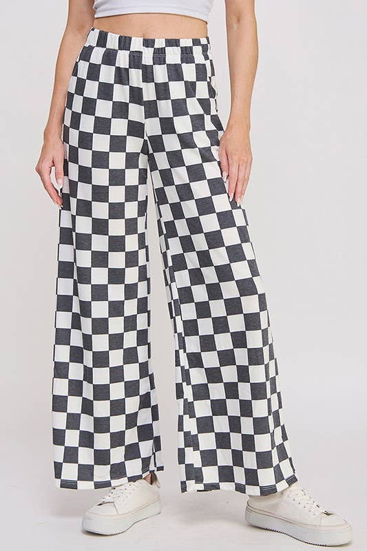 JADE BY JANE – wholesale Pants – Women's –  PLUS SIZE HIGH WAIST CHECKERD STRAIGHT LEG KNIT PANTS30