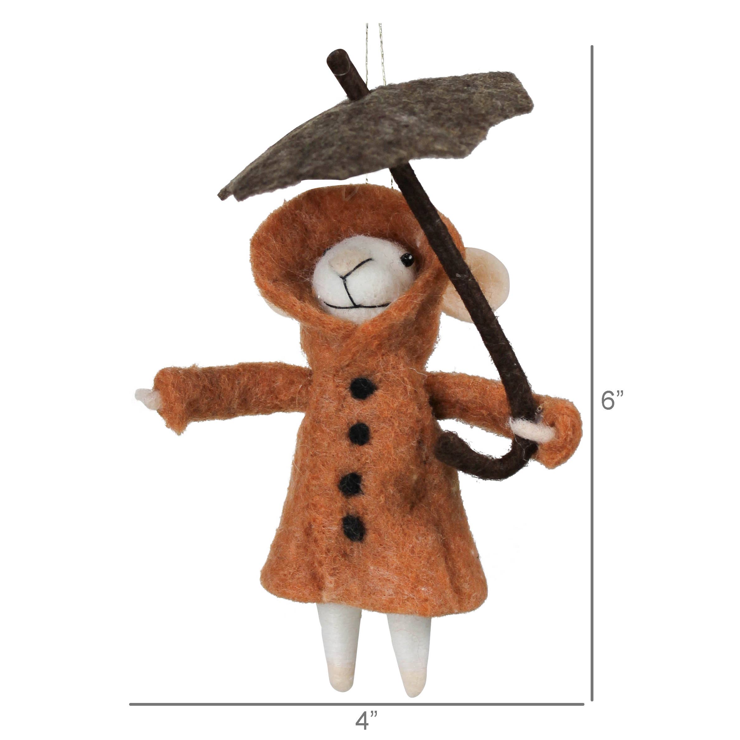 HomArt - Wholesale Ornament - Girl Mouse with Umbrella Ornament, Felt2