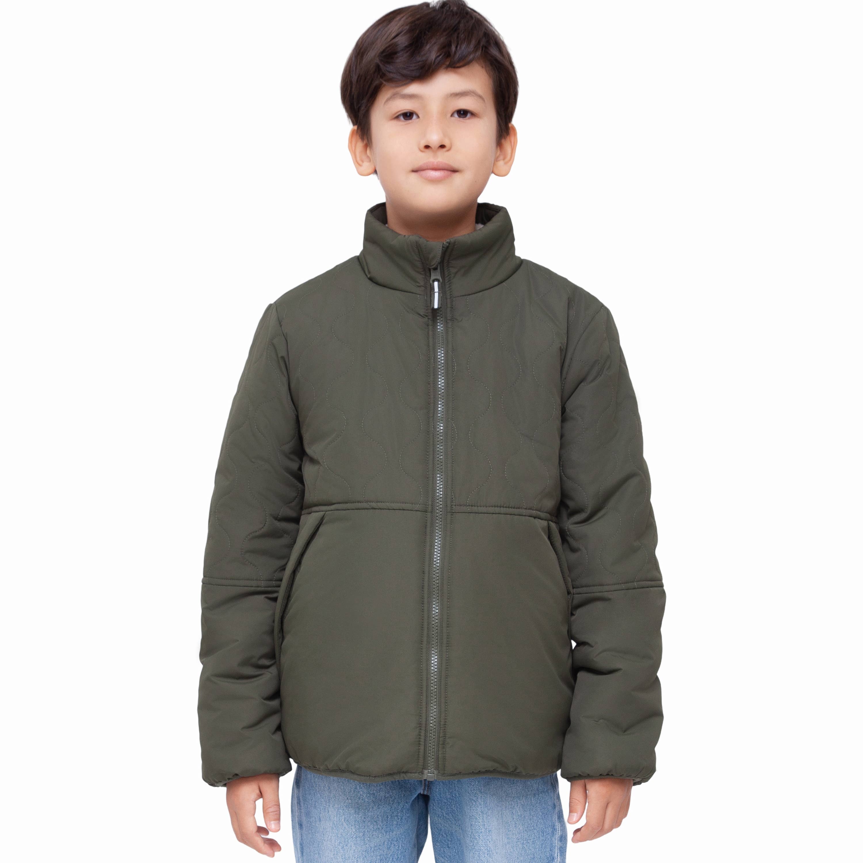 Rokka & Rolla - Wholesale Puffer Jacket - Kids - Boys' Reversible Quilted Jacket Fleece Puffer Coat2