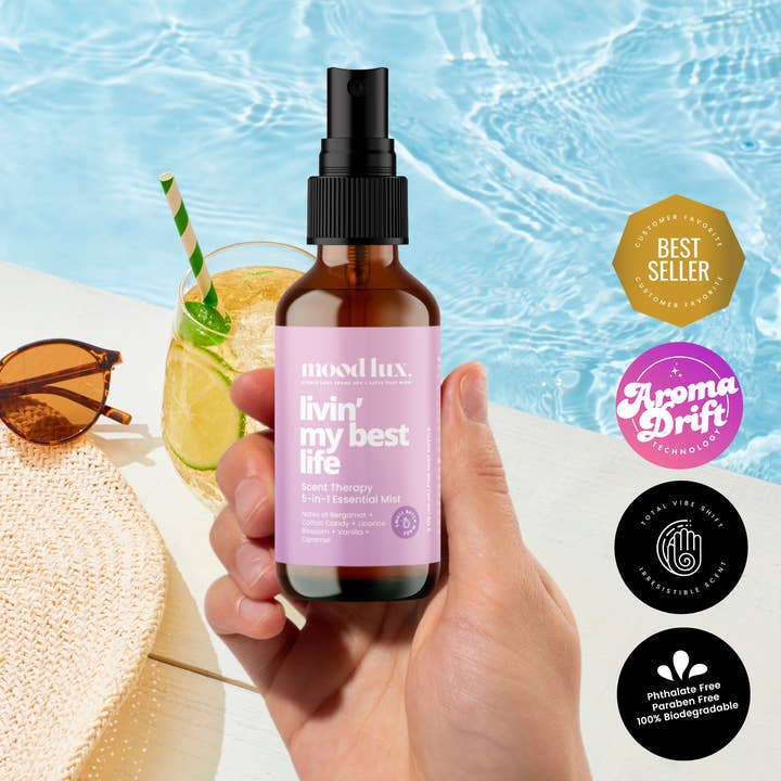 Mood Lux - Wholesale Room & Linen Spray - Livin' My Best Life 5 In 1 Essential Mist2