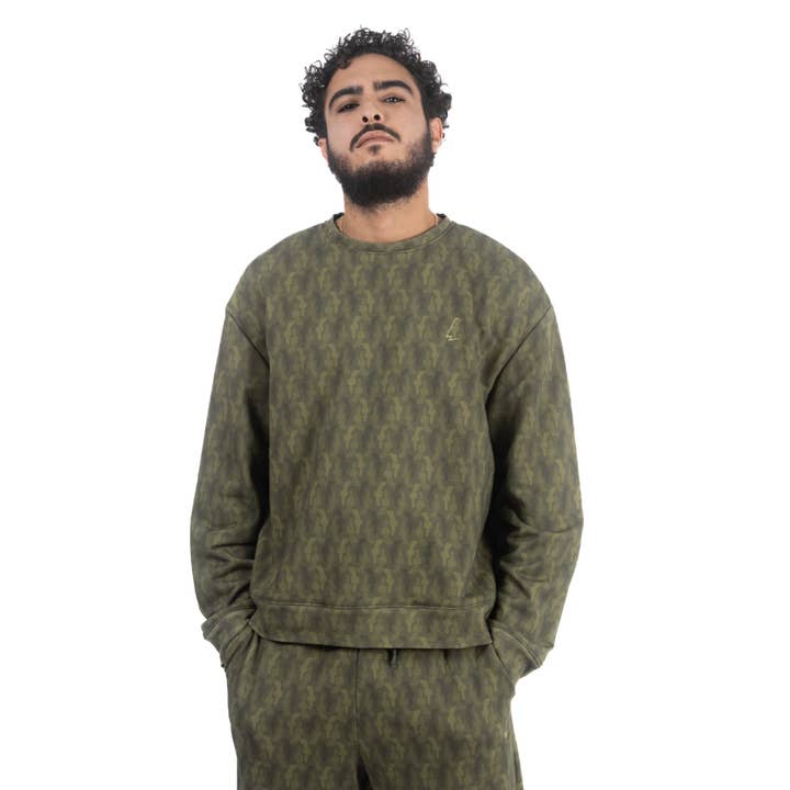 Felpa MALI Zipper con stampa kaki per la vendita all'ingrosso da parte di Luce Wear